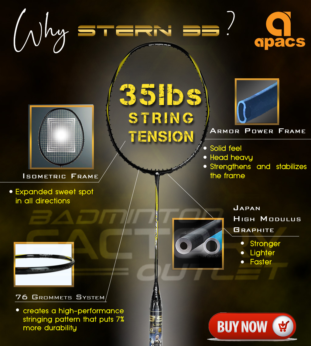 2 Apacs Stern 33 Black Yellow Badminton Racket Free Shipping New & Unstrung 