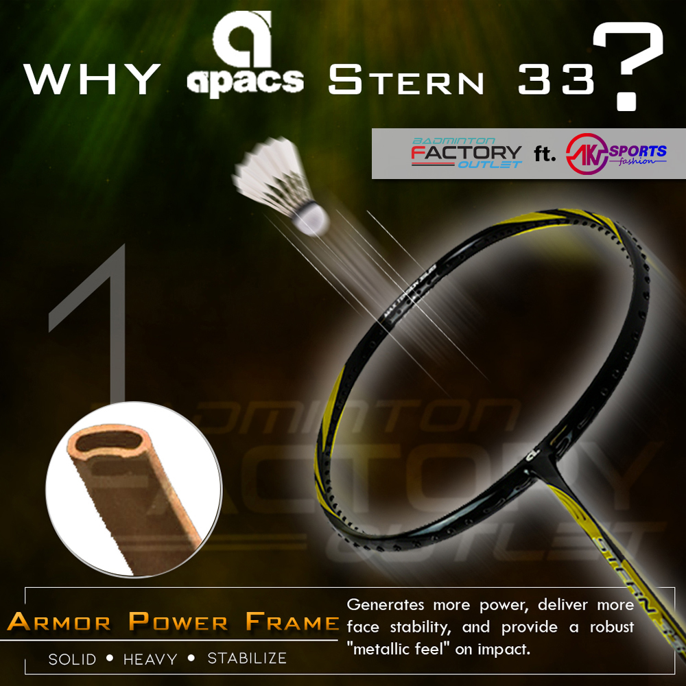 Free Shipping New & Unstrung 2 Apacs Stern 33 Black Yellow Badminton Racket 